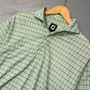Footjoy Green Plaid‎ Frocket Performance Golf Polo Shirt Small